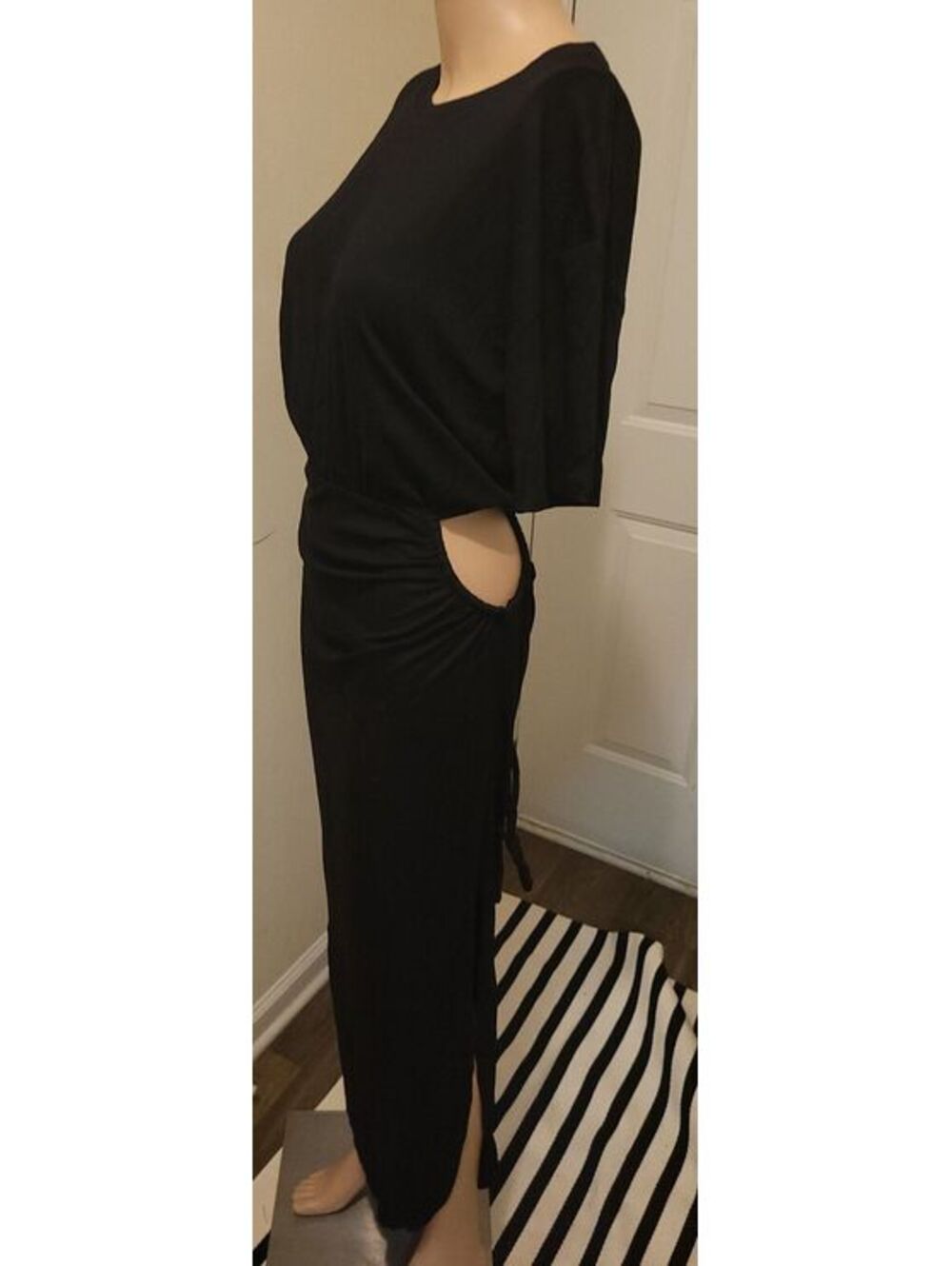 Women's Yulaviniee Black Long Dress Sexy Side Cutout Detail Dress Size XS